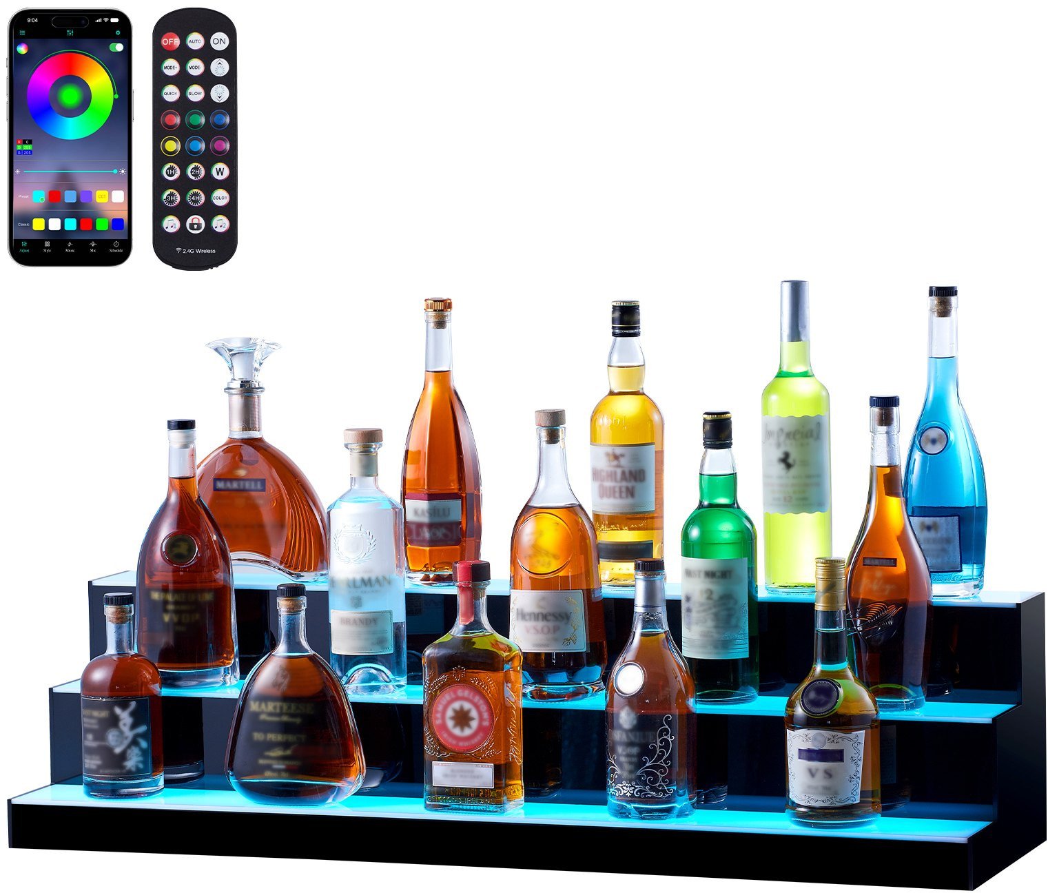 Podświetlana Półka na Butelki LED 102 cm Zdalne Sterowanie