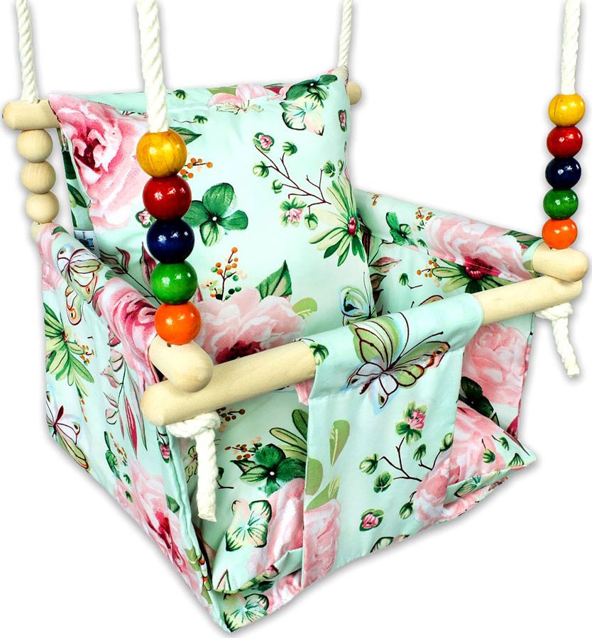 Huśtawka Elior Huśtawka dziecięca drewniana w kwiaty - Levita