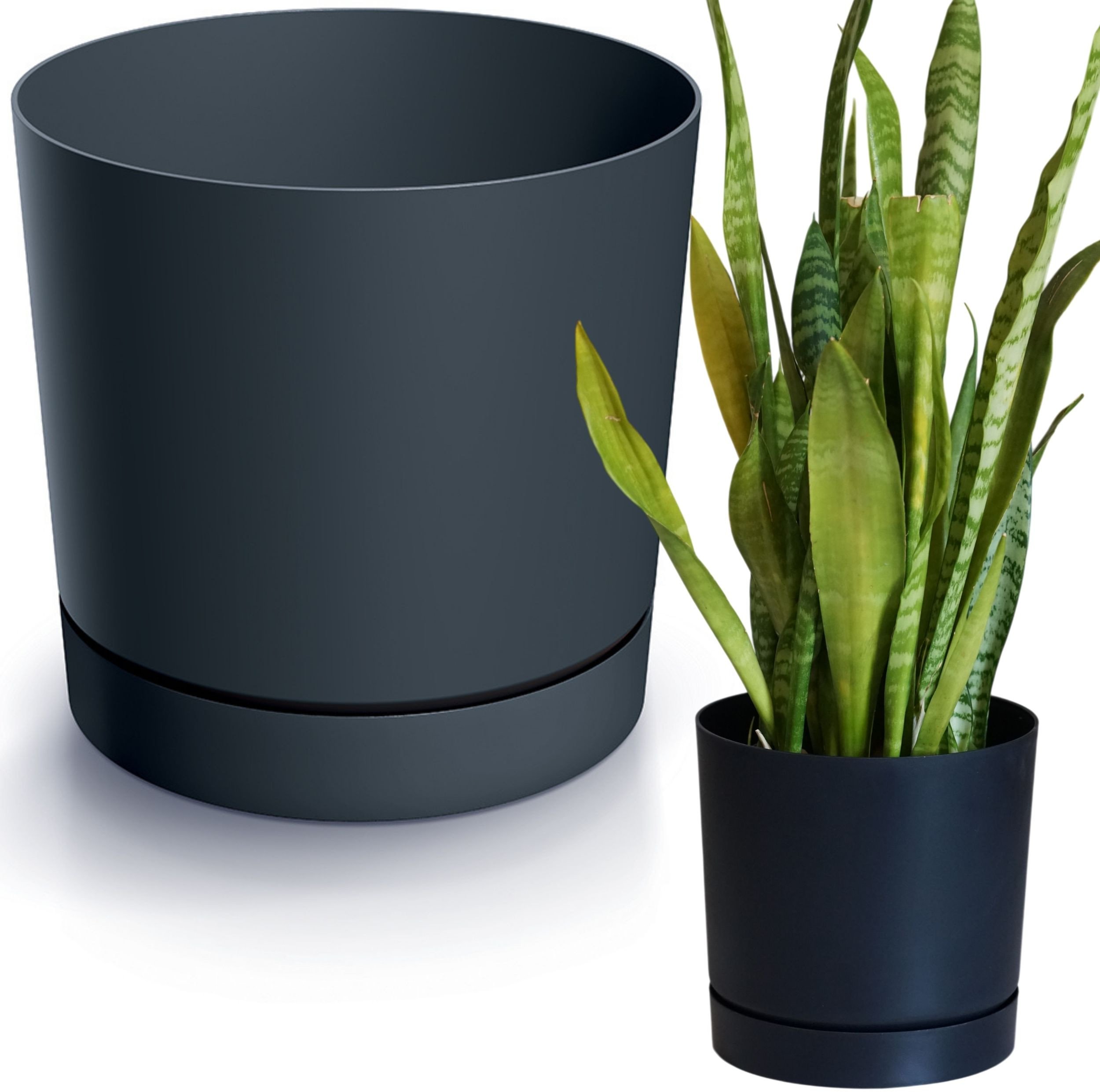 Doniczka z podstawką niska okrągła matowa 12,8cm Donica + podstawka