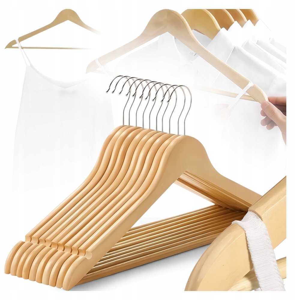 Hitbaits Drewniane wieszaki na ubrania 10 SZTUK KANZA