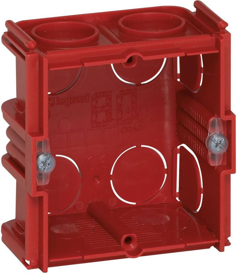 Legrand Puszka pojedyncza - ściany murowane 71x71x43mm czerwony (080141)
