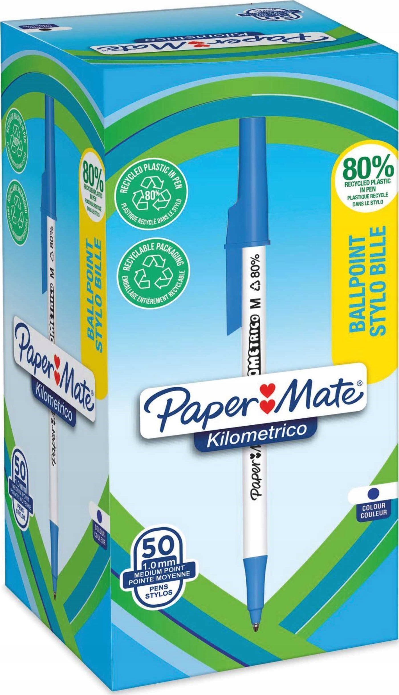 Paper Mate PAPER MATE Kugelschreiber Kilometrico Reycled M Blau 50er Faltschachtel