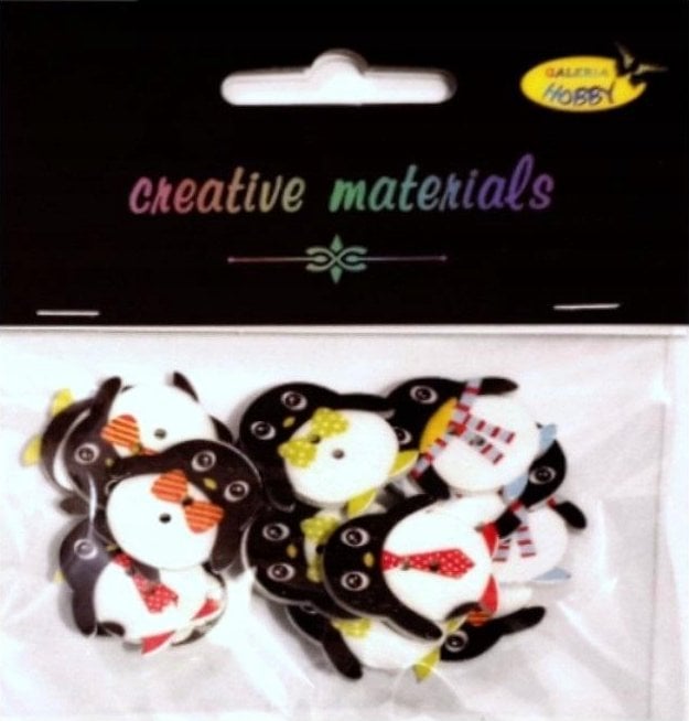 Guziki ozdobne Pingwin 25mm 15szt