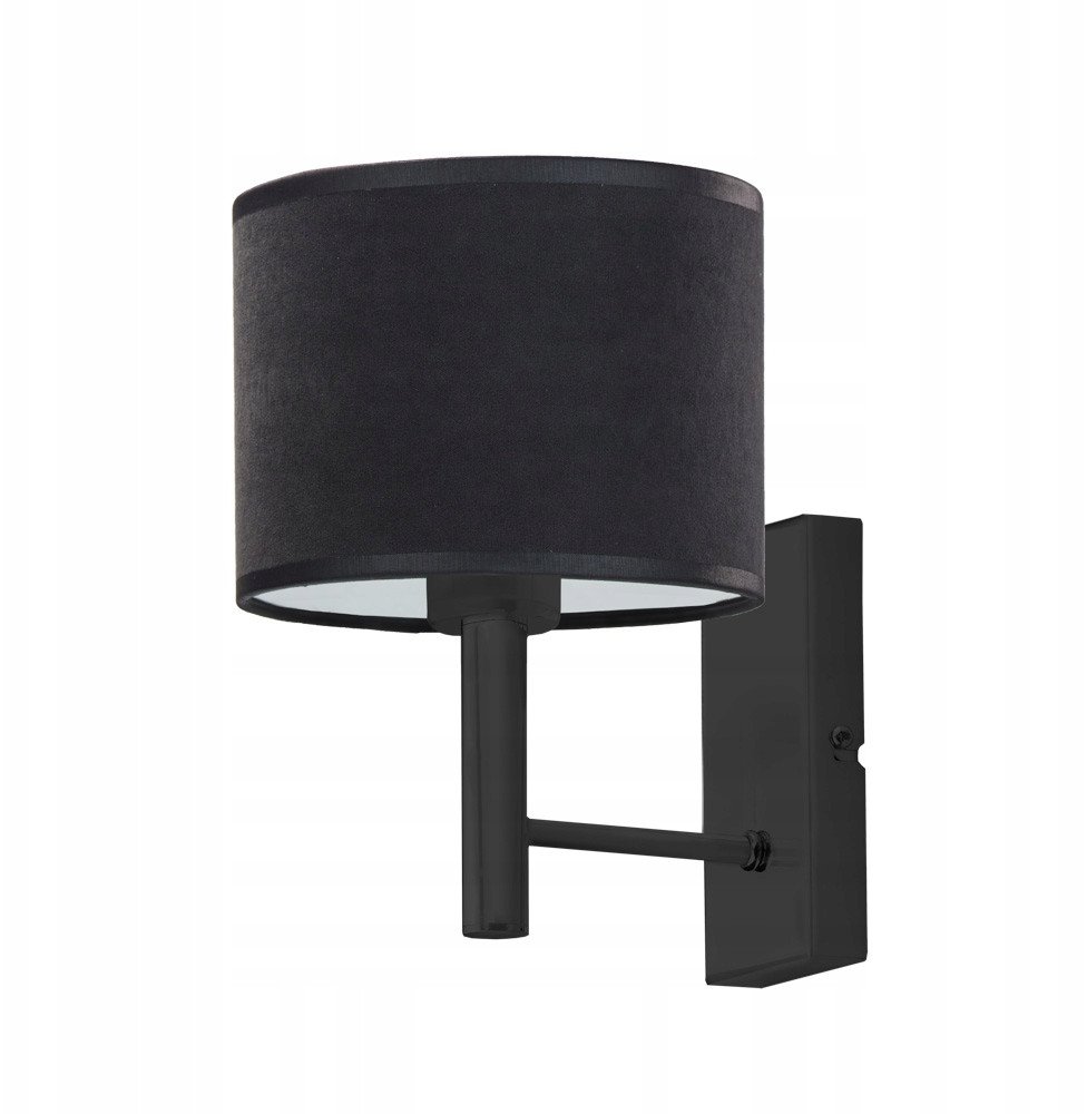 Elegancki kinkiet do salonu LED z abażurem TEGU WELUR w klasycznej czerni