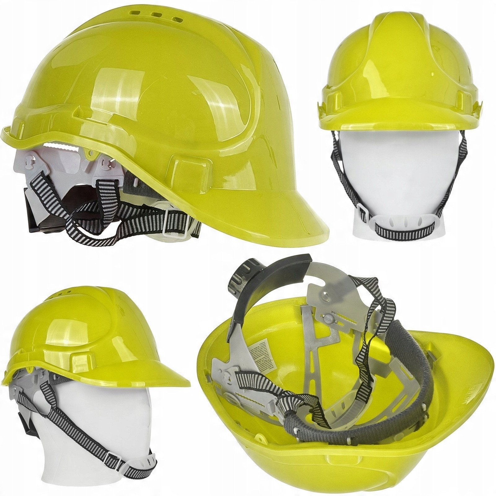 Kask ochronny budowlany BHP regulowany – żółty (50)