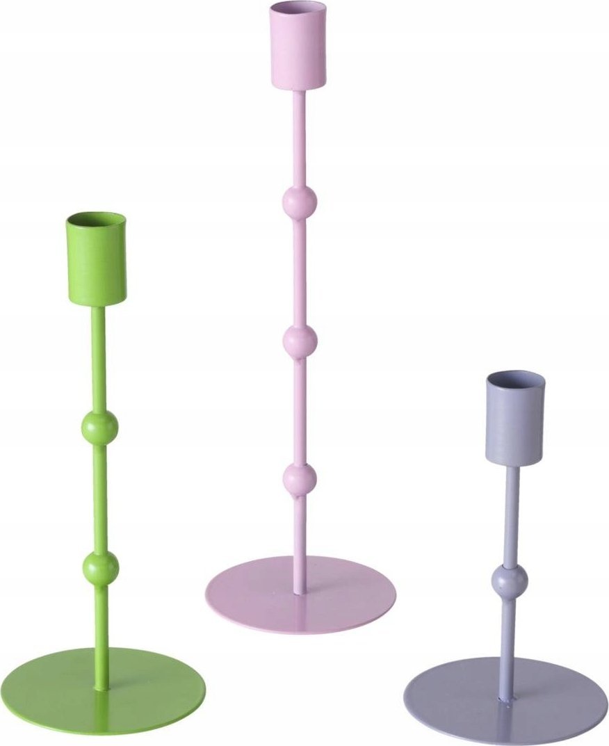 Boltze Metalowe świeczniki Kimberly, 3 sztuki, pastelowe kolory