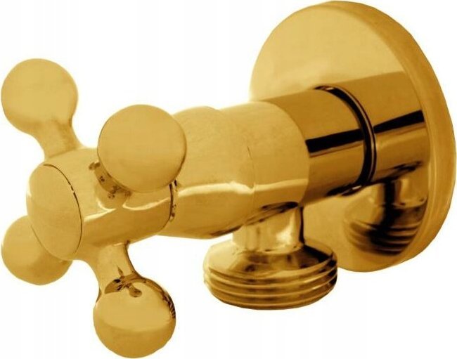 IDMAR Zawór kątowy 1/2x3/4 z głowicą ceramiczną RETRO 1010 złoty