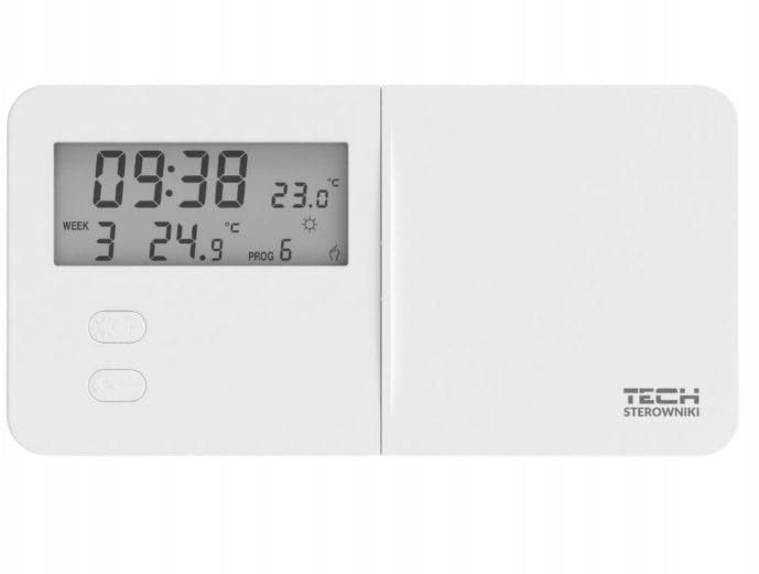 Przewodowy bateryjny regulator pokojowy dwustanowy biały T-9.1