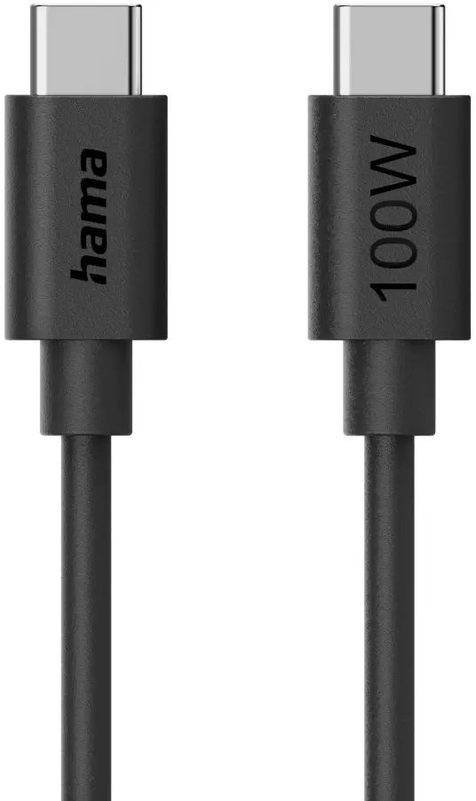 Kabel USB Hama KABEL USB-C - USB-C 100W 1,2M, CZARNY