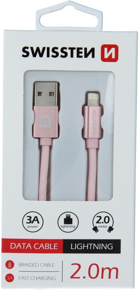 Kabel USB Swissten USB-A - Lightning 2 m Różowy (8595217455733)