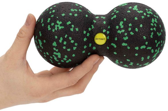 Piłka podwójna do masażu pleców i karku, roller punktowy czarno-zielony UNIWERSALNY