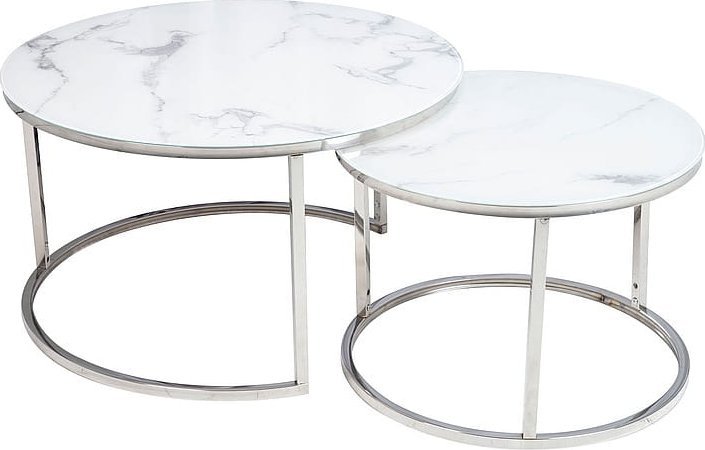 SIGNAL MEBLE Ława ATLANTA B biała efekt marmuru (zestaw)