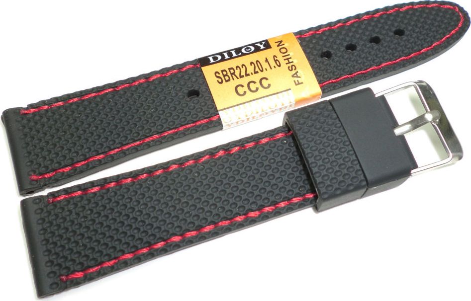Diloy Silikonowy pasek do zegarka 20 mm Diloy SBR22.20.1.6 uniwersalny