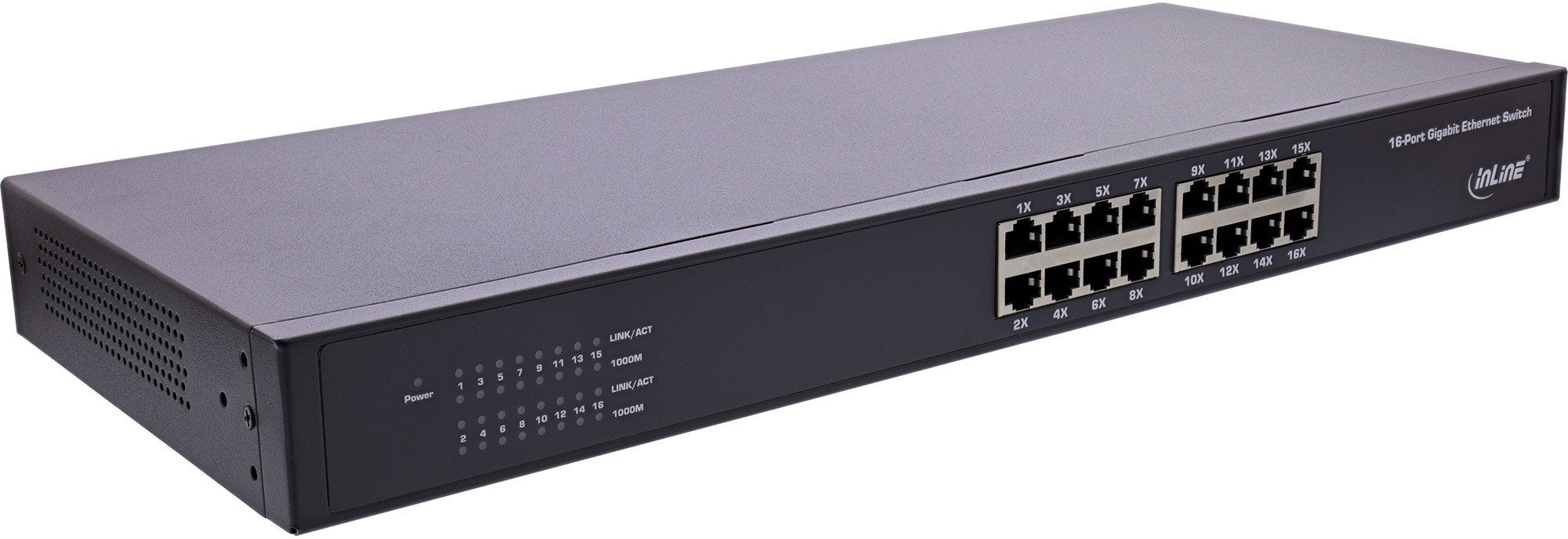 Switch InLine InLine® Gigabit Network Switch 16-Port, 1Gb/s, 19" 1U, metal, fanless