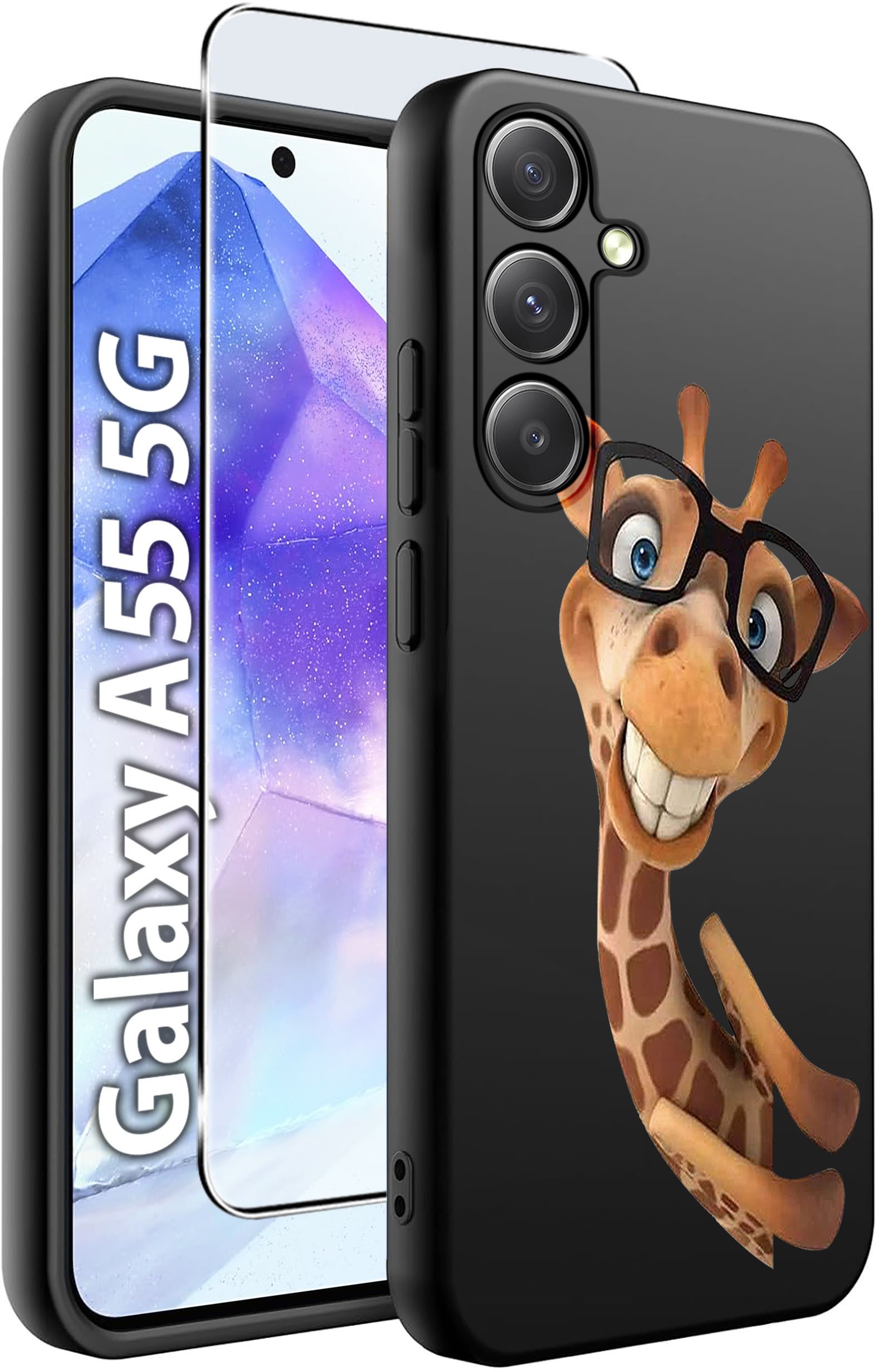 ETUI do Samsung A55 5G WZORY | SILIKONOWE MATT CASE + SZKŁO HARTOWANE 9H