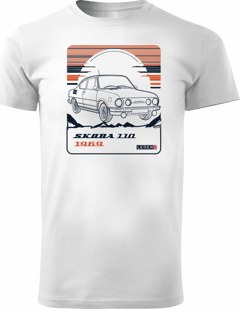 Topslang Koszulka z samochodem Skoda 110 R PRL legend męska biała REGULAR S