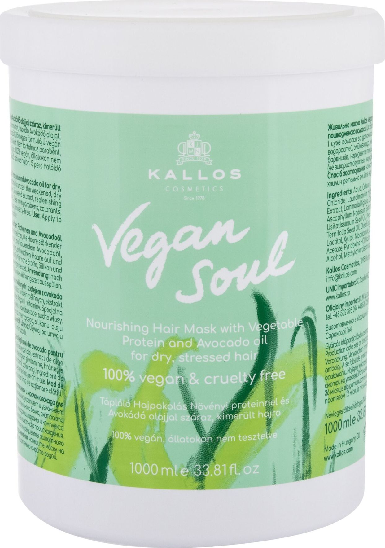 Kallos Kallos Cosmetics Vegan Soul Nourishing Maska do włosów 1000ml