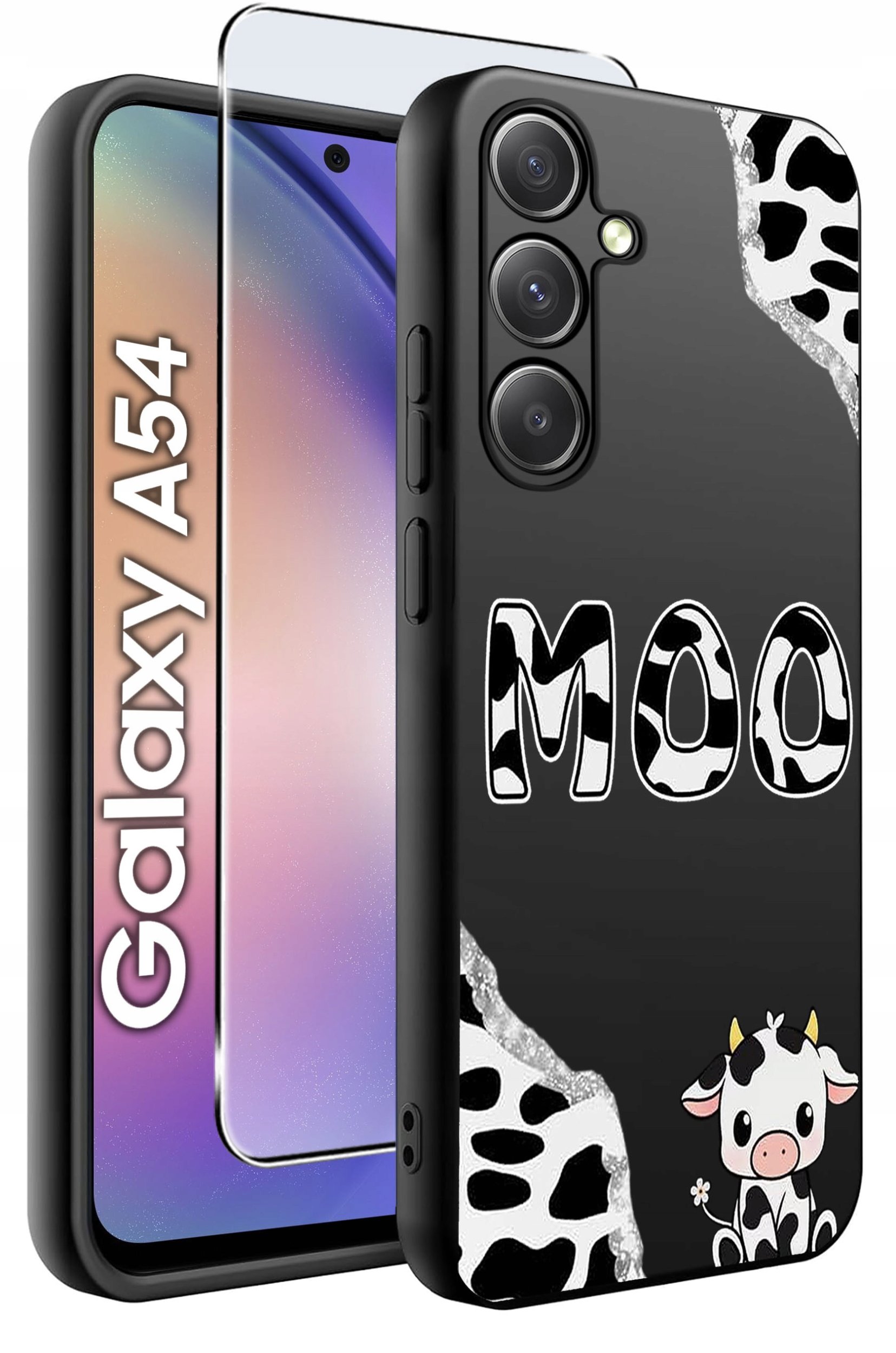 ETUI do Samsung A54 5G WZORY | SILIKONOWE MATT CASE + SZKŁO 9H