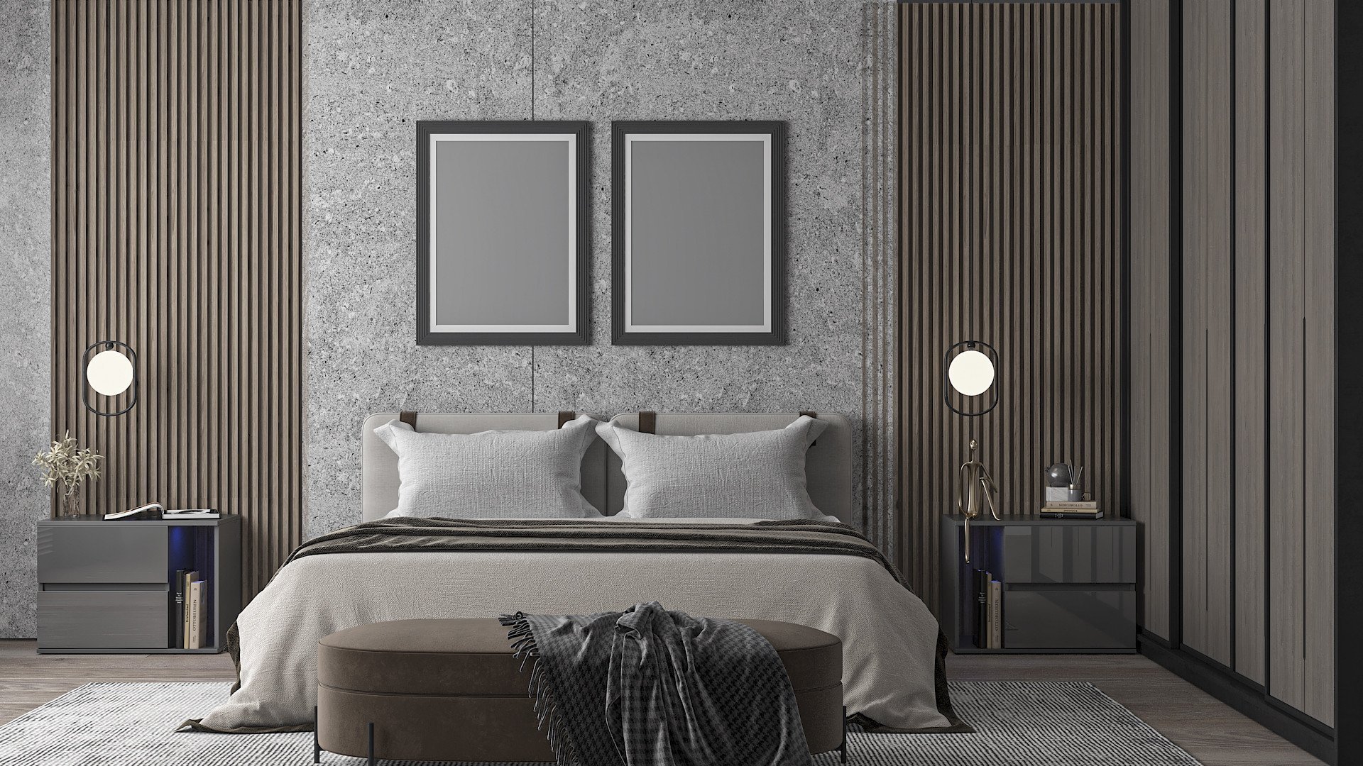 MEGSTYL SZAFKA NOCNA SANREMO 66cm Szara + LED RGB