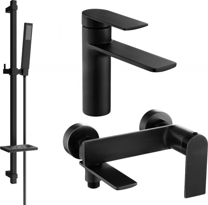 Mexen Mexen Zero DQ02 zestaw wannowy, czarny - 71103DQ02-70