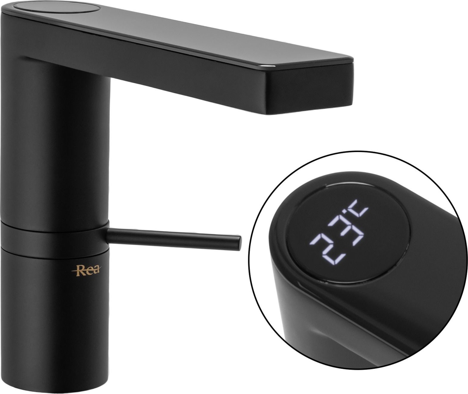 Bateria umywalkowa Rea Bateria Umywalkowa REA AMAR LCD BLACK Czarna Niska