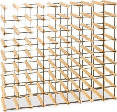 Wamar-Sosenka Regał na wino Stojak na 72 Butelki Szklane/ PET RW-8/ 9x8 Surowy Naturalny Metal + Drewno RW-8-9x8-72
