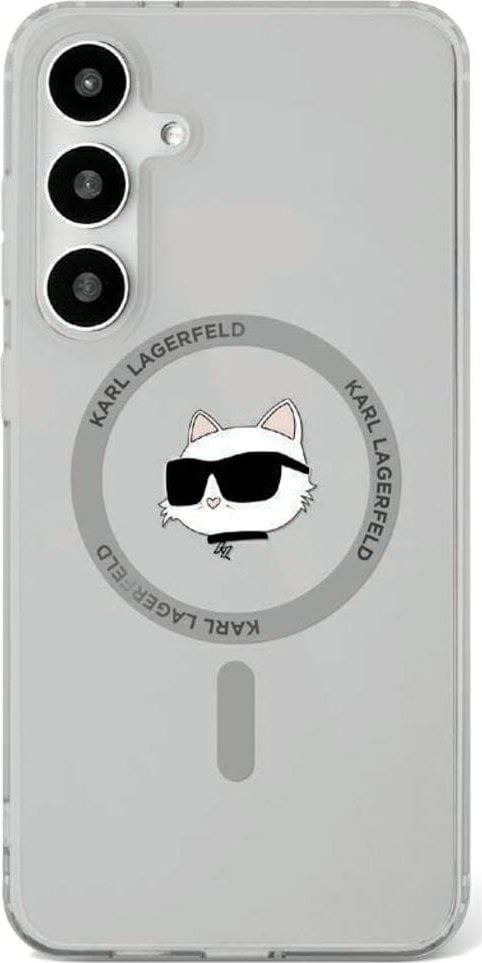 Etui Karl Lagerfeld Button Choupette Head Printed Logo MagSafe Samsung Galaxy S25 Plus czarny