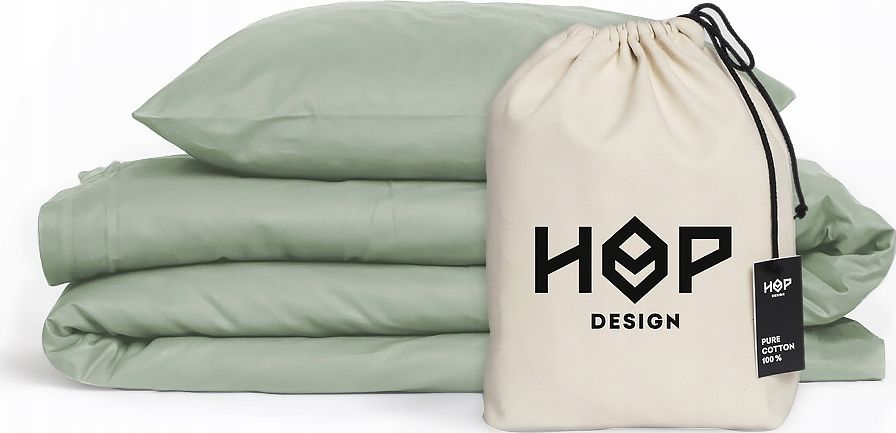 HOP DESIGN Pościel bawełna 180x200 oraz 2x70x80 Zieleń