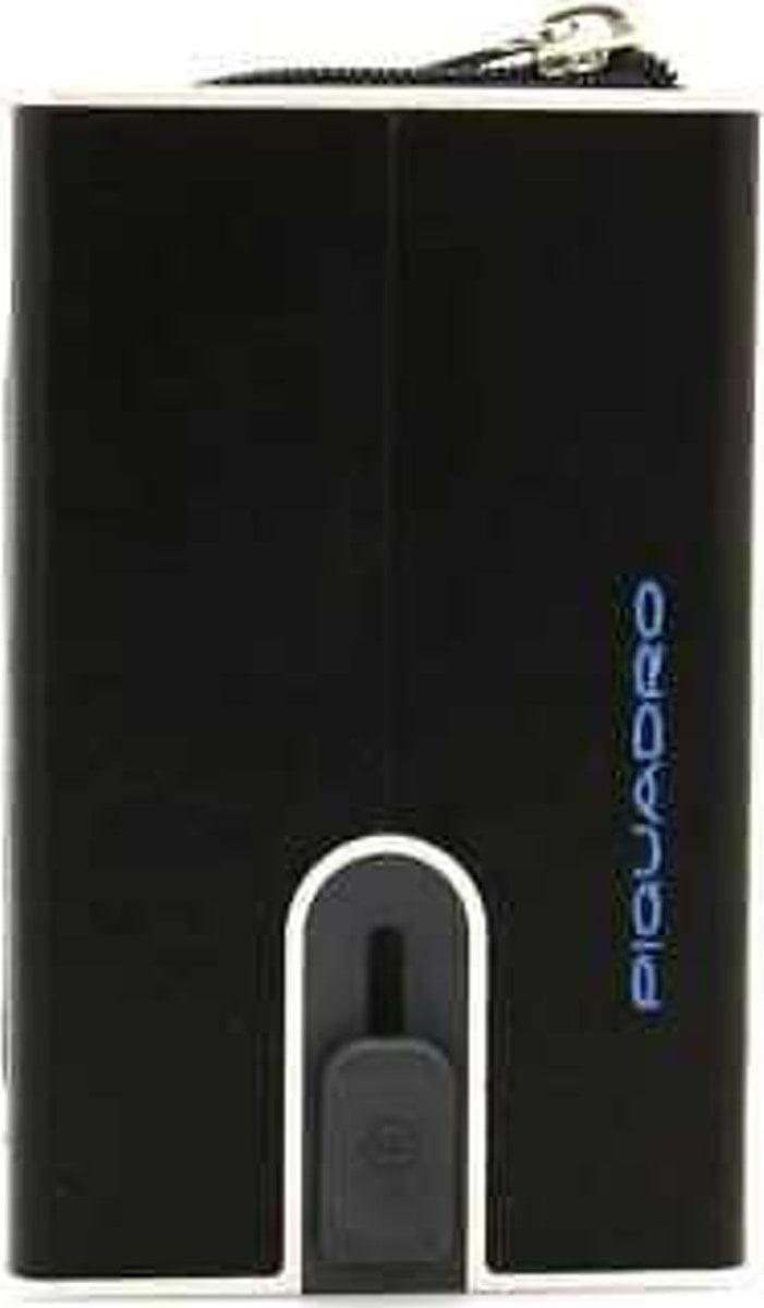 Piquadro Piquadro, Blue Square, Leather, Card Holder, Square Sliding System with Zipped Coin Pocket, PP5359B2R-N, Black, For Men For Men