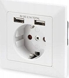Digitus Assmann SOCKET WITH 2X USB PORTS/SAFETY WALL OUTLET 5V2.1A WHITE