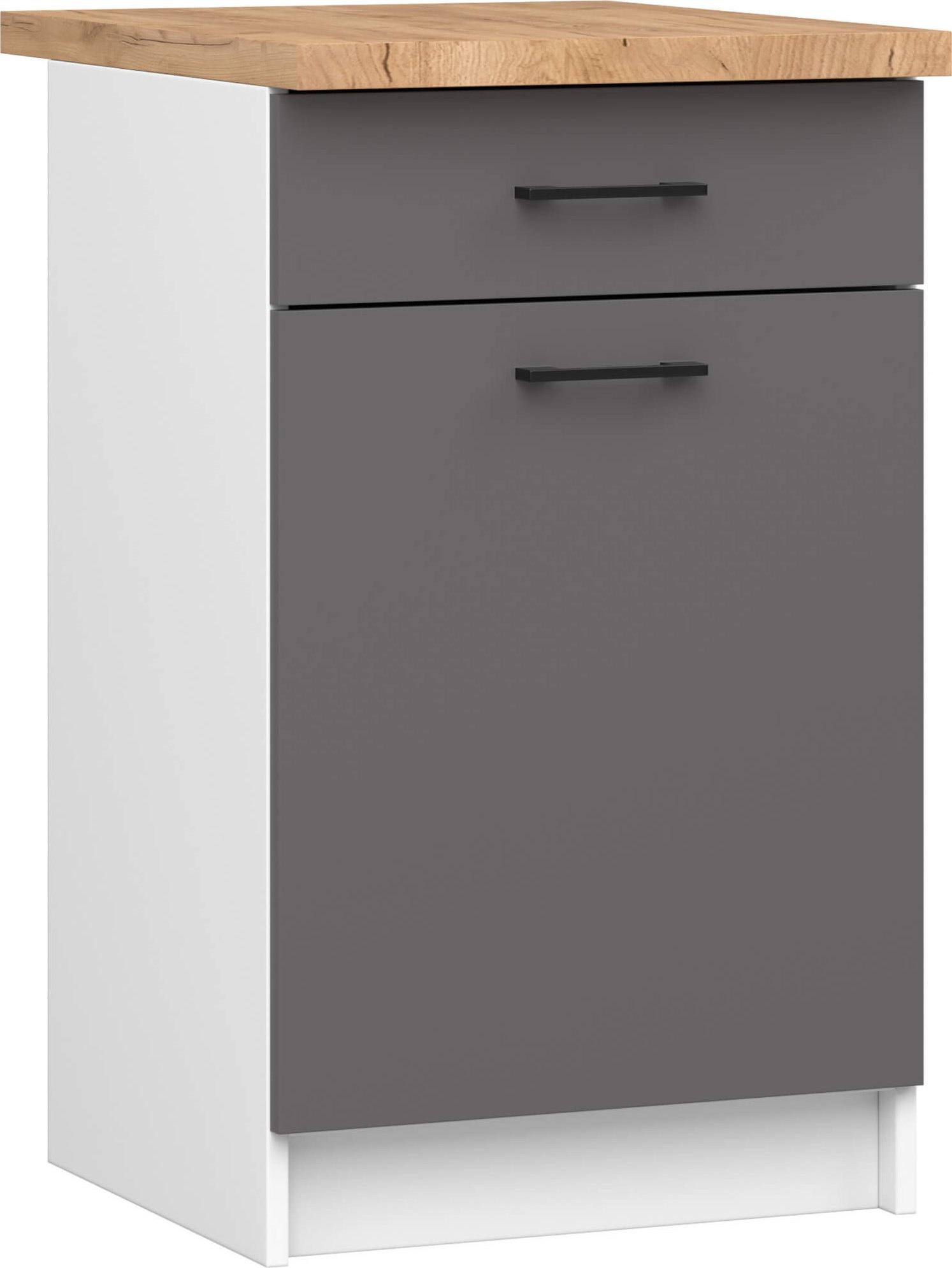 SZAFKA KUCHENNA OLIWIA S 50cm 1D 1S BIAŁA-GRAFIT SZARY