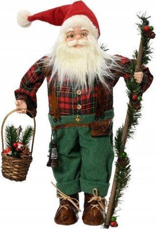 Figurka Kaemingk Mikołaj z koszyczkiem figurka świąteczna ozdobna 60 x 27 cm