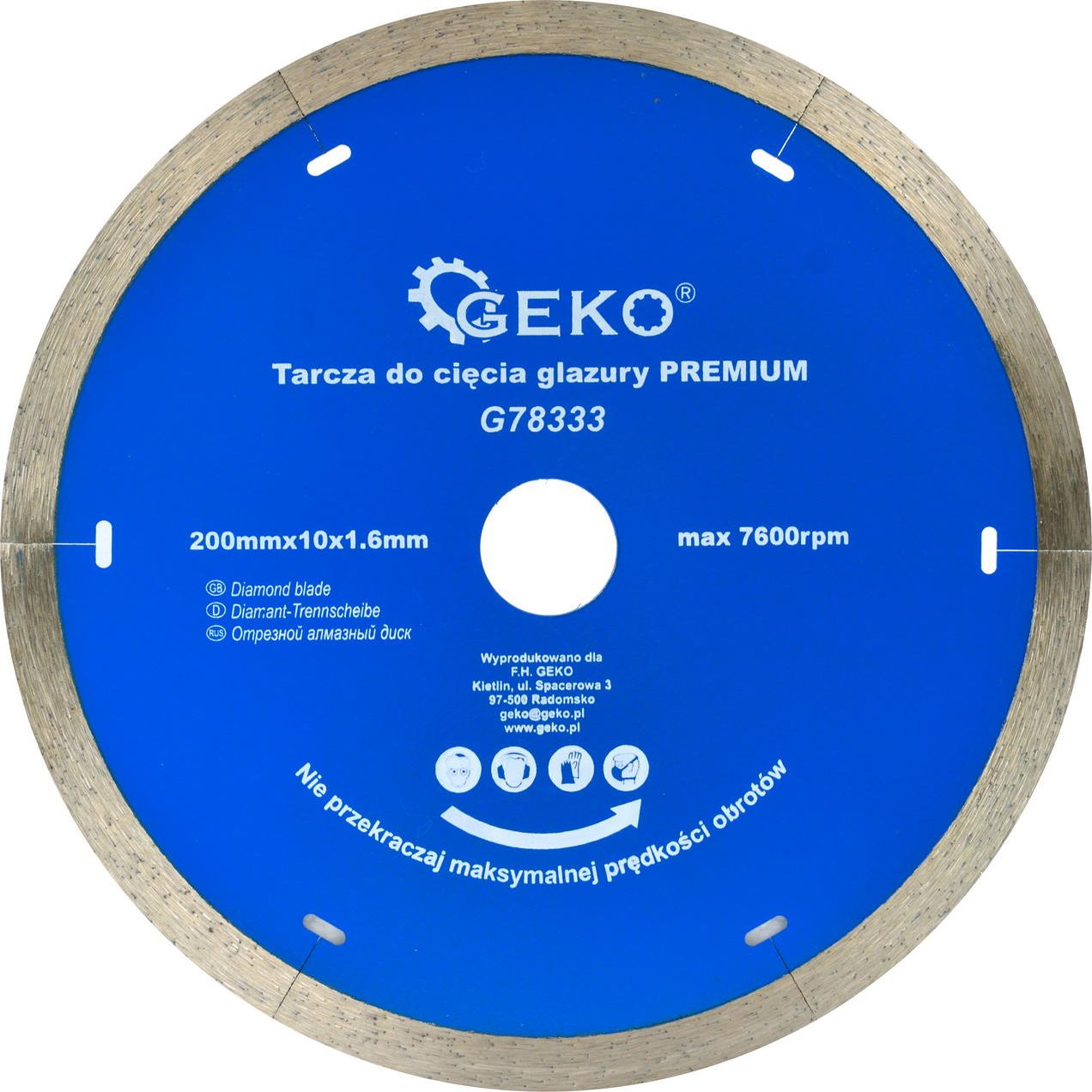 Geko tarcza do cięcia glazury 200mm x 10x1.6mm (G78333)