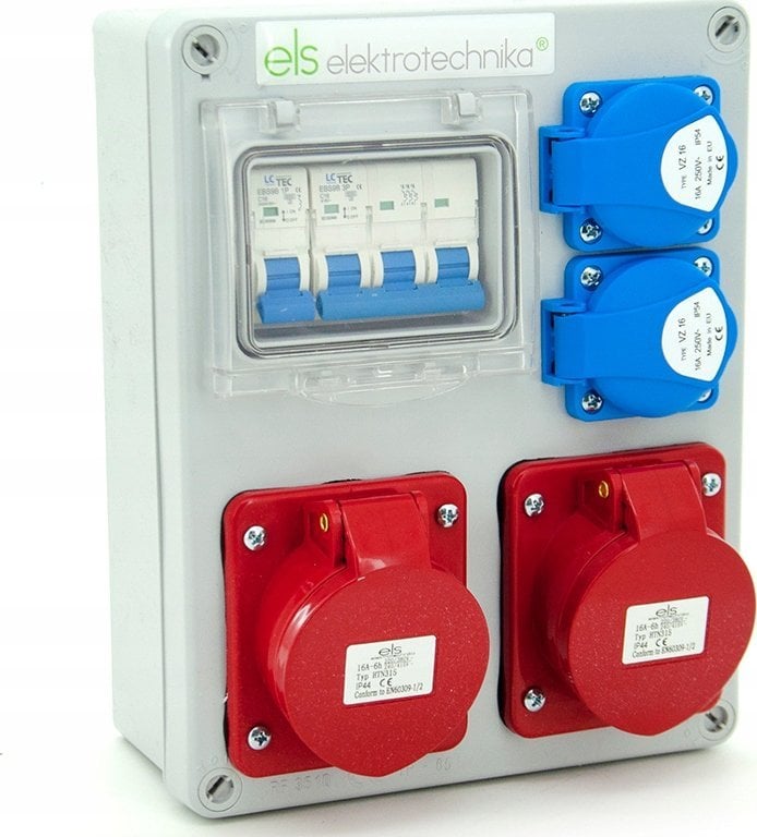 ELS Elektrotechnika Rozdzielnica budowlana Mikołajki 2*16A/4 + 2*GS + zabezpieczenia, obudowa naścienna, 4NO21B21B0/4