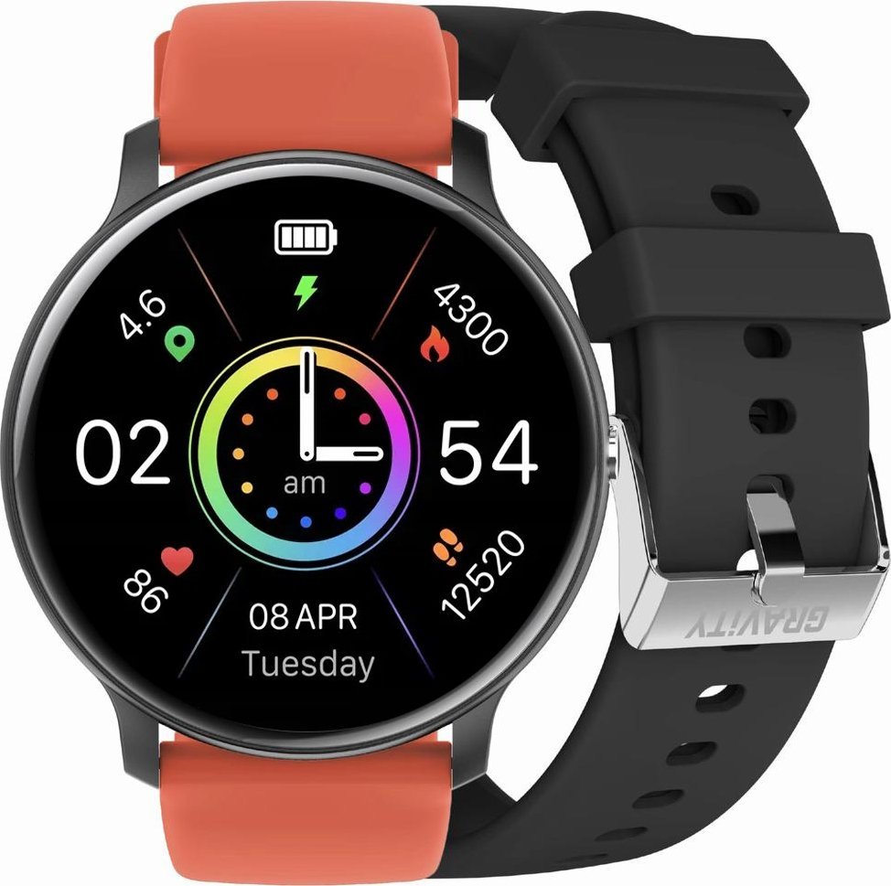 Smartwatch Gravity Zegarek SMARTWATCH - GT1-3 PRO BK/BK/RD