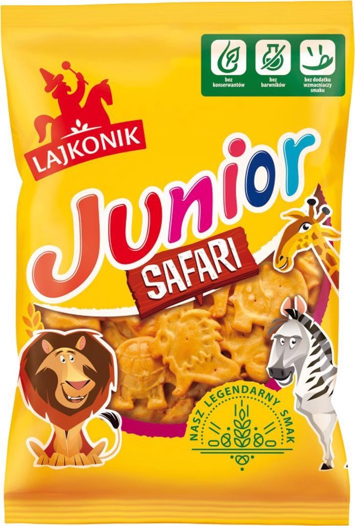 Lorenz Lajkonik Junior Safari Drobne pieczywo o smaku waniliowym 125 g