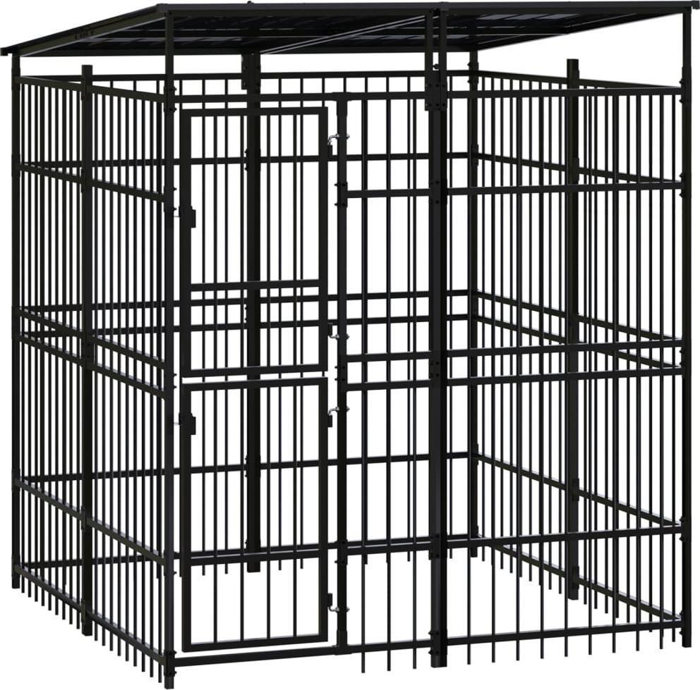 vidaXL vidaXL Kojec zewnętrzny dla psów, z zadaszeniem, stalowy, 3,69 m