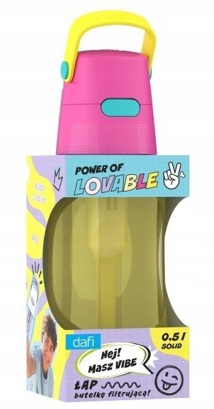 Butelka filtrująca Dafi Power of Lovable SOLID 0,5L żółta z różową górą