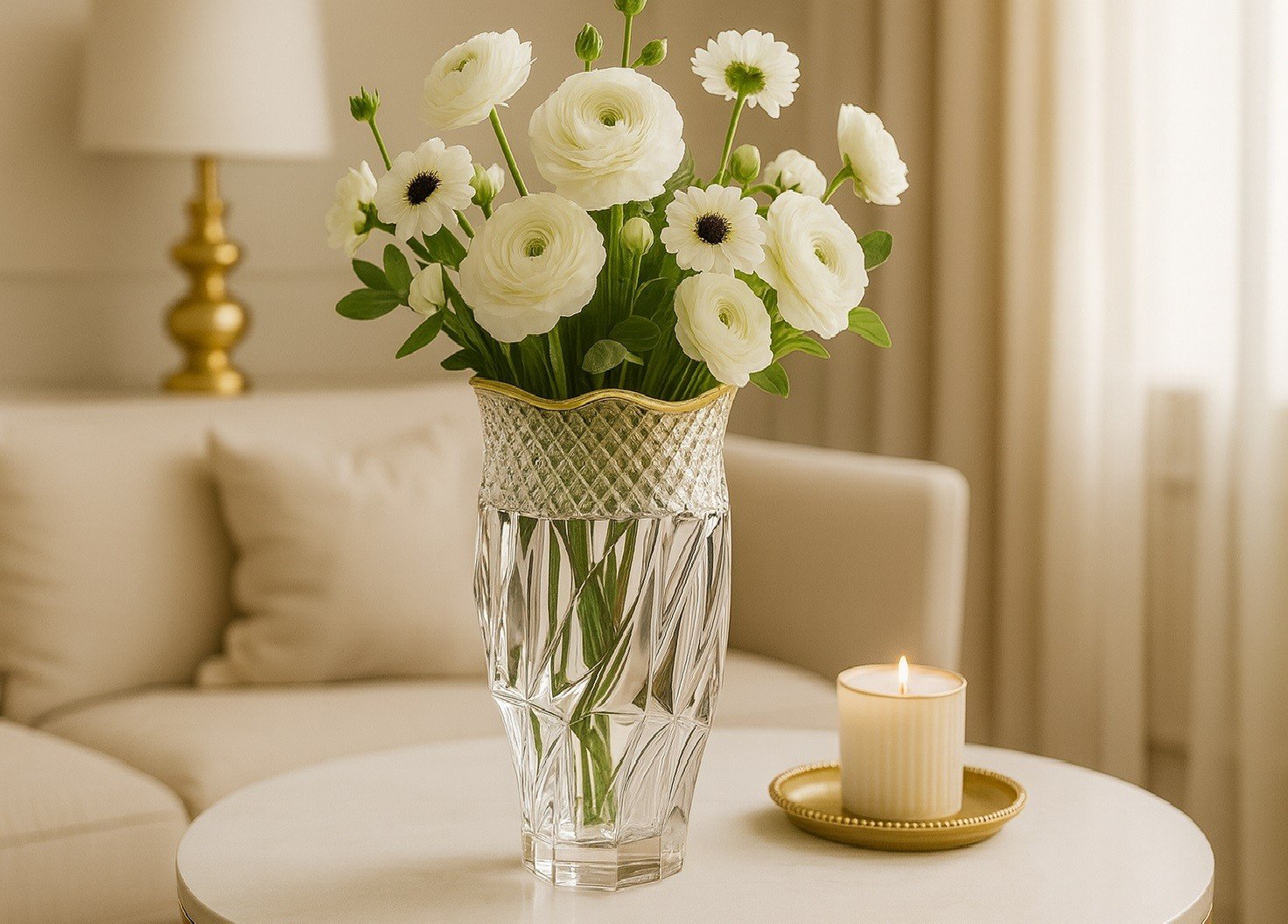 Wazon kryształowy 30 cm Flamenco Pyramid&Gold