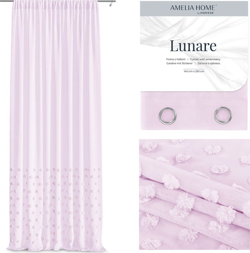 AmeliaHome SCURT/AH/LUNARE/PLEAT/PINK/140X250