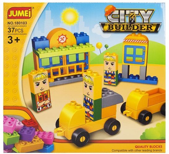 Klocki Jumei 3+ City MIASTO BUDOWA 37 elementów, 28x26cm