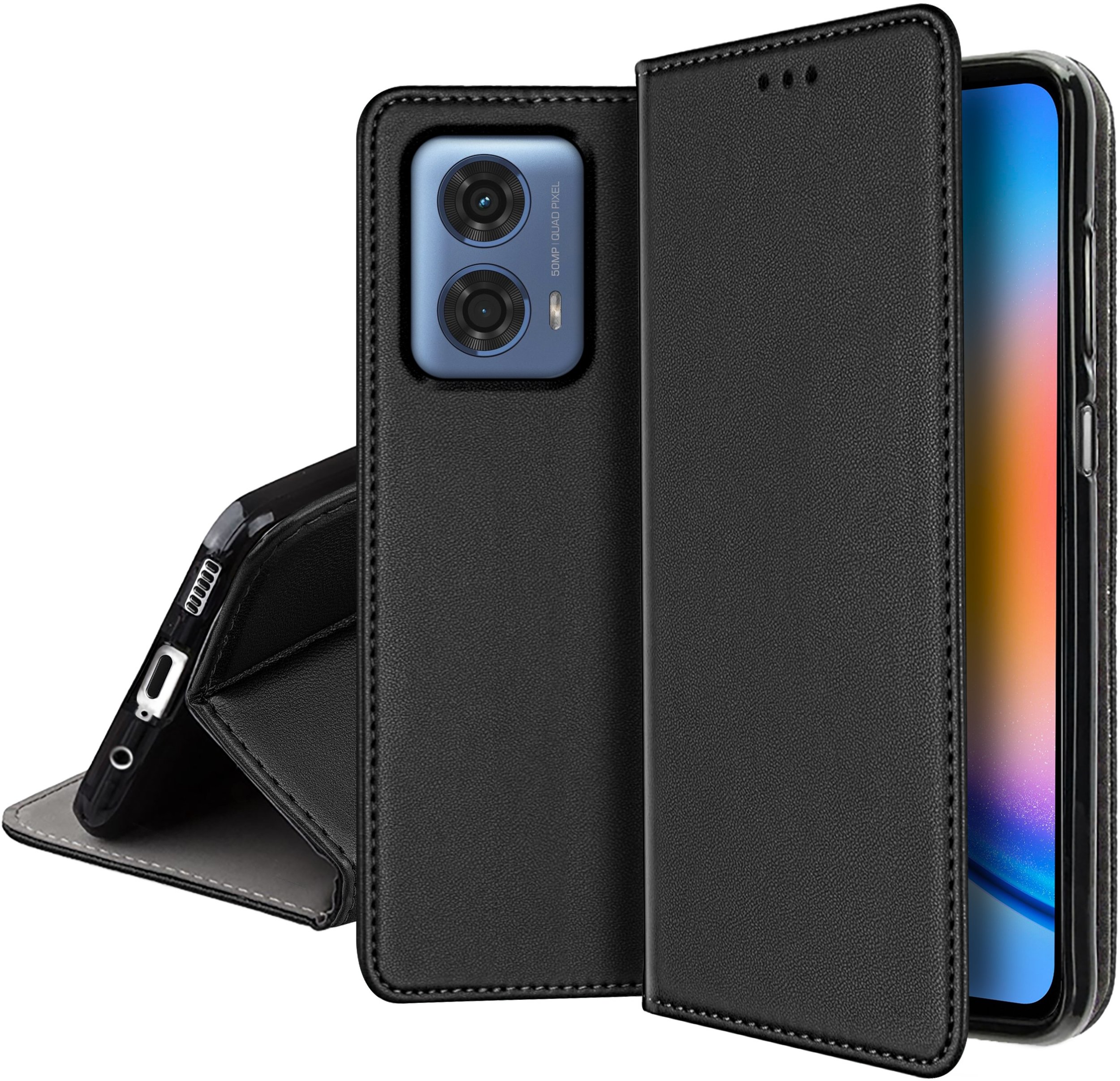 ETUI SKÓRZANE do MOTOROLA MOTO G34 5G MAGNETYCZNE BOOK CASE TOKRA SZKŁO 9H
