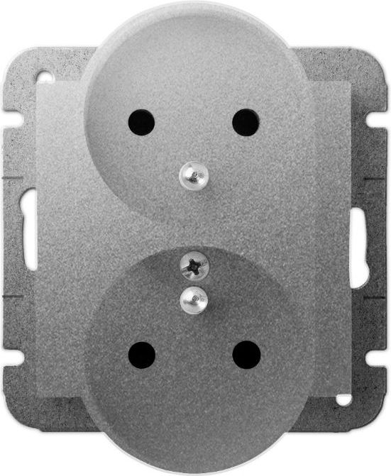 Elektro-Plast Gniazdo podwójne Carla 2x2P+Z z/u srebrne (1743-16)