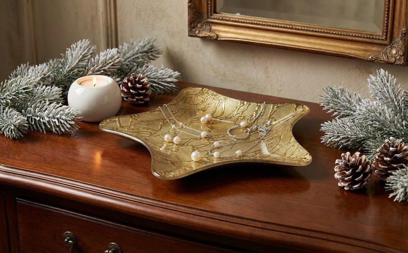 Podstawka szklana 23 cm gwiazda złota RF0717