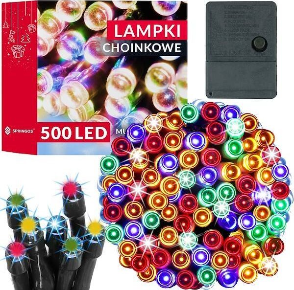 Lampki choinkowe Springos Lampki choinkowe 500 Led multikolor 34,5 m oświetlenie świąteczne UNIWERSALNY