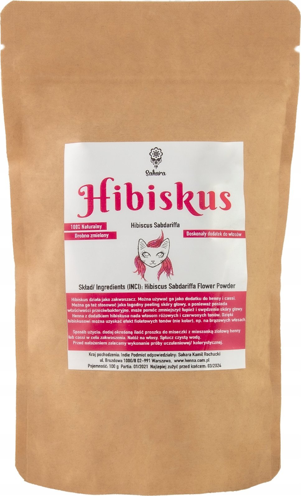 Sahara Henna Hibiskus Mielony 100g