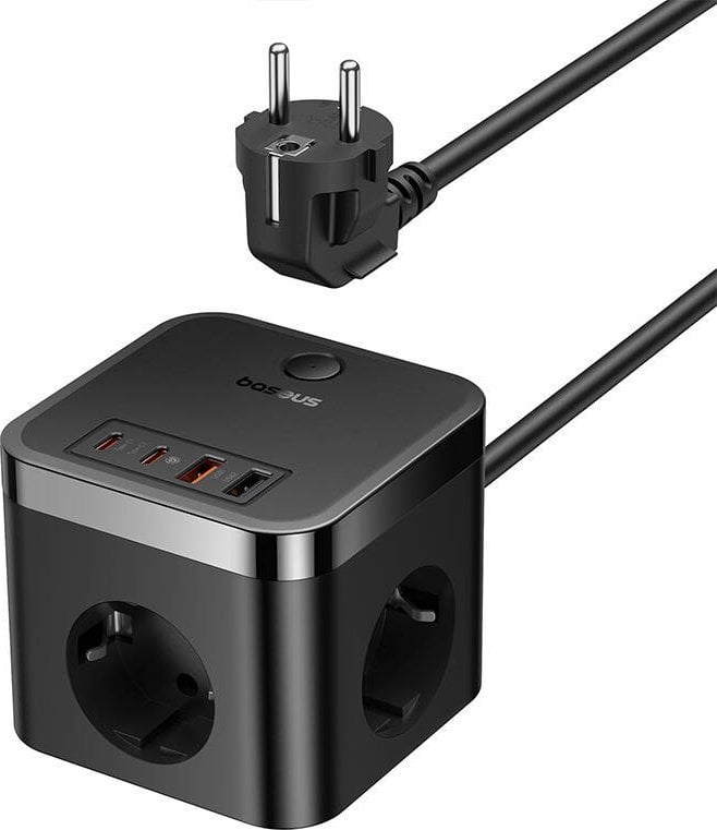 Ładowarka Baseus OS-Baseus PowerCombo Cube Power Strip 3AC+2U+2C 30W 1.5m EU Cluster Black