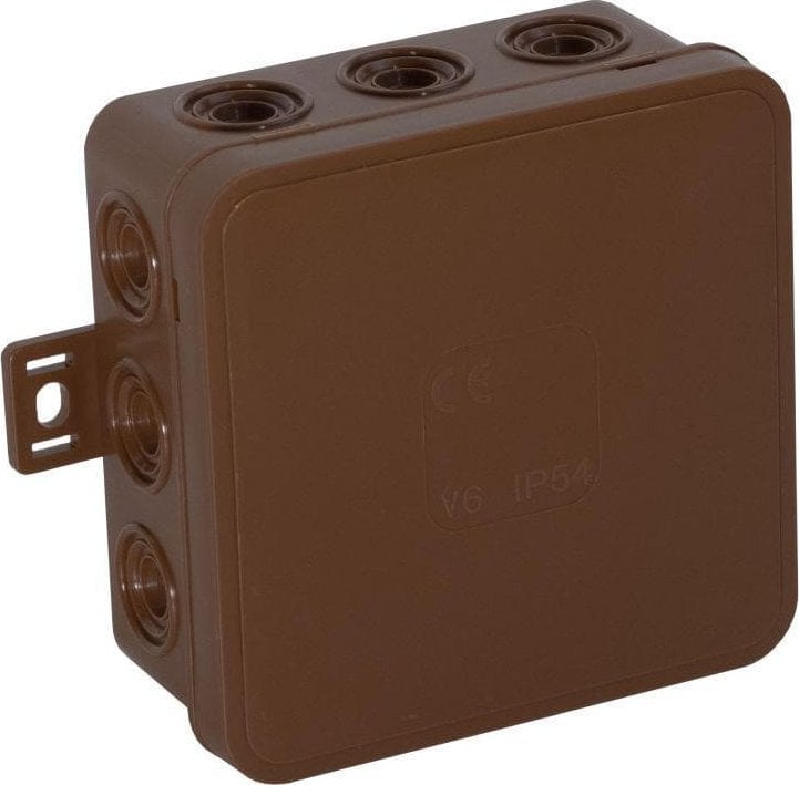 ViPlast Puszka natynkowa pusta 12 wlotów VIPLAST V7 klik BRĄZOWA IP54 100x100x41mm 037-02