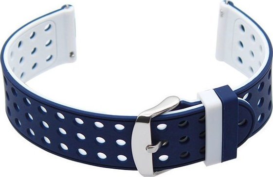 Pasek gumowy do zegarka U12 - granat/biały - 20mm