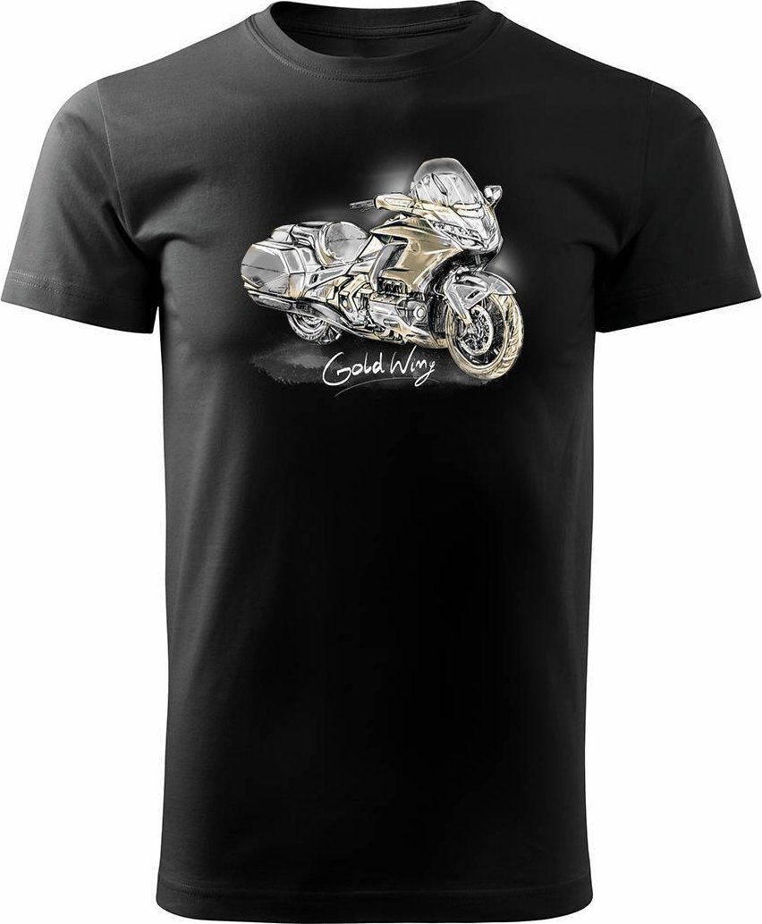 Topslang Koszulka motocyklowa z motocyklem na motor Honda Goldwing męska czarna XL
